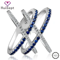 huisept trendy ring silver 925 jewelry with sapphire zircon gemstone finger rings for female wedding party ornaments wholesale