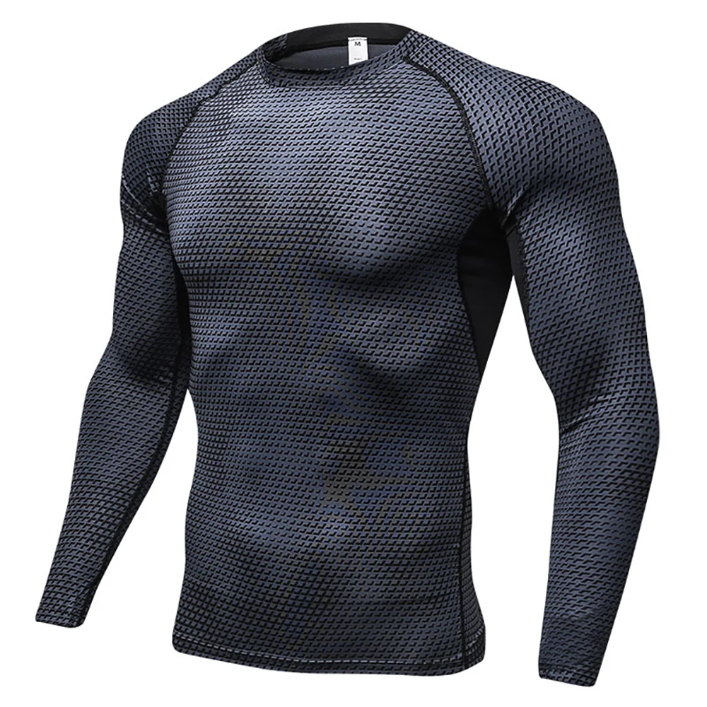 Men Sports Shirt 3D Print Quick Dry Long Sleeve Compression Underwear Running T-shirt Gym Fitness joggers Training Sportswear