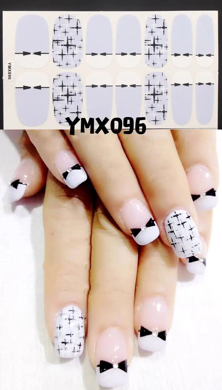 YMX-096 14 наконечников клей для накладных ногтей стикер DIY маникюр Снежинка Блестящий лак для ногтей с блестками полоски Обертывания Аксессуары - Цвет: YMX-096