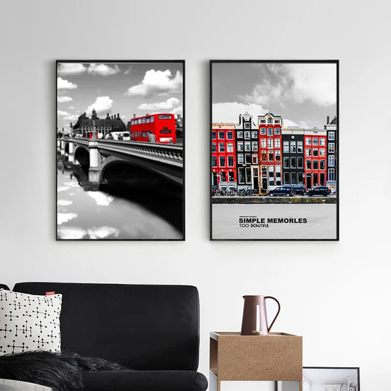 British Style Modern Canvas Art Wall Pictures City Buildings Bus Telephone Booth For Living Room Home Decor Posters No Frame | Дом и сад