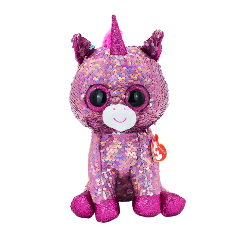 

6"15cm Ty Flippables Sequined Stuffed Beanie Plush Animal Sequin Soft Pink Sequined Unicorn Children's Birthday Gifts Toys