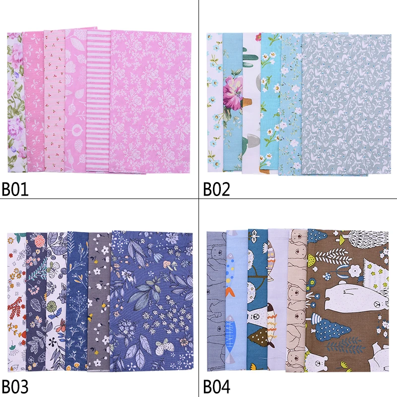 

6Pcs/set 25*20cm Assorted Floral Pattern Fabric Cotton Patchwork Fabric For DIY Quilting Sewing Cloth Accessories Handmade Craft