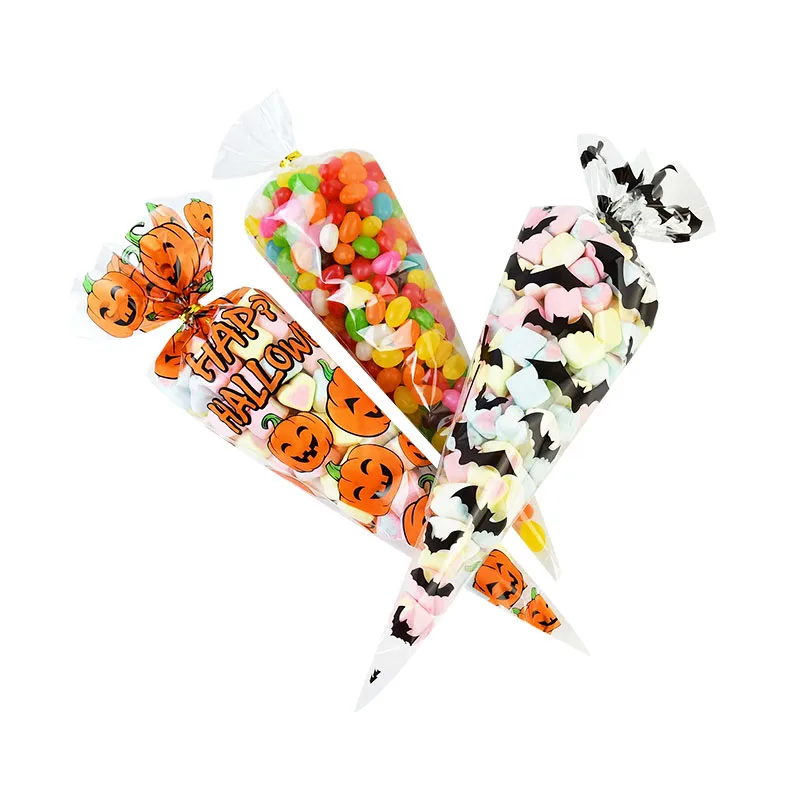 50/100 шт. тыквы с черепом и летучей мышю конфетная сумка Прозрачная целлофановая