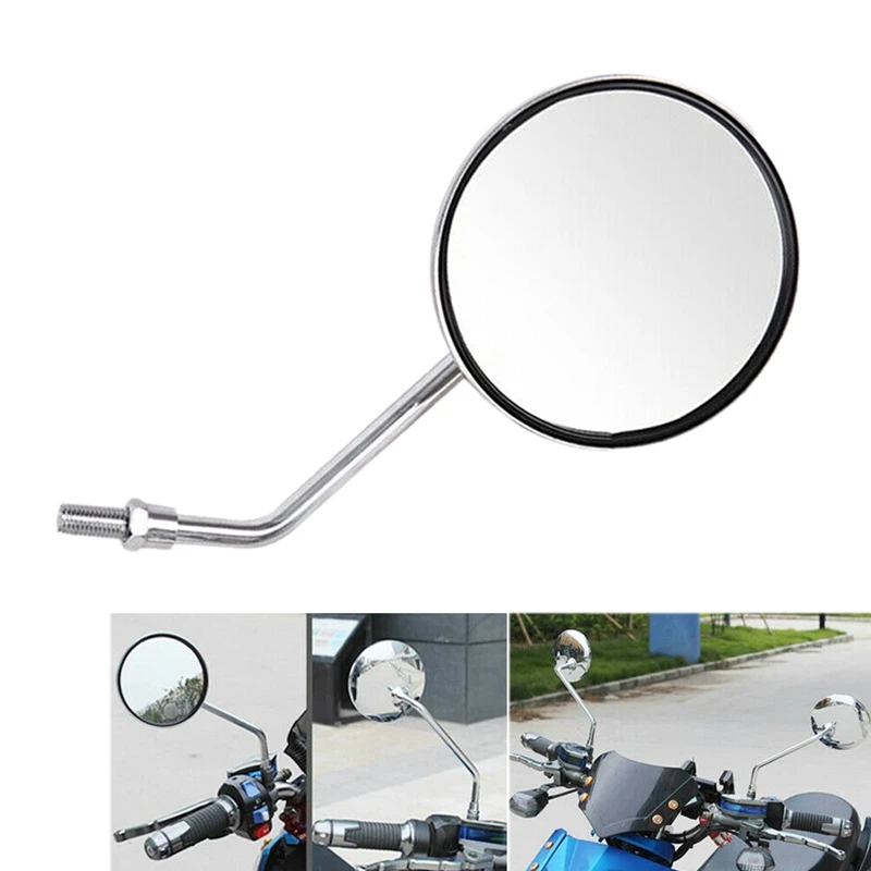 

Motorcycle Rear View Rearview Side Round Mirrors Universal 10Mm Street Bike