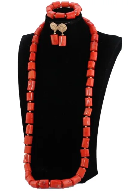 For men only 3 Настоящие Коралловые бусы нигерийские Свадебные парные Ювелирные наборы оригинальные коралловые Африканские свадебные вечерние ювелирные изделия невесты и жениха CB192 - Окраска металла: For men only 3