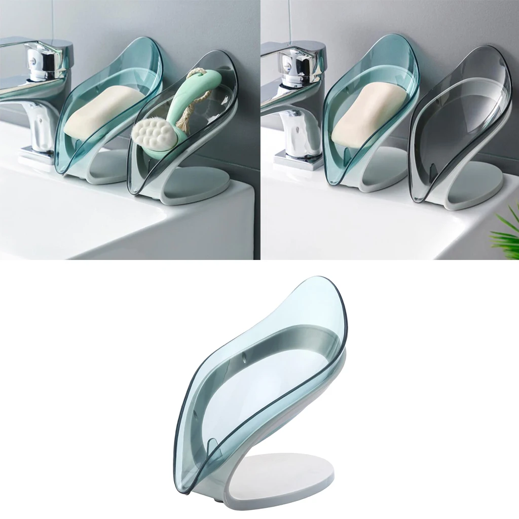 

Self Draining Soap Holder Leaf Shape Soap Box Bathroom Plastic Non-slip Soap Dish Tray Creative Bathroom Kitchen Decors