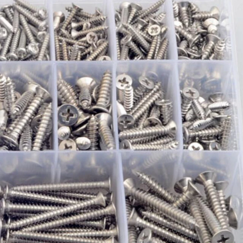 

640Pcs Stainless Steel 304 GB845 GB846 Cross Pan Head/Flat Head Tapping Screw Set