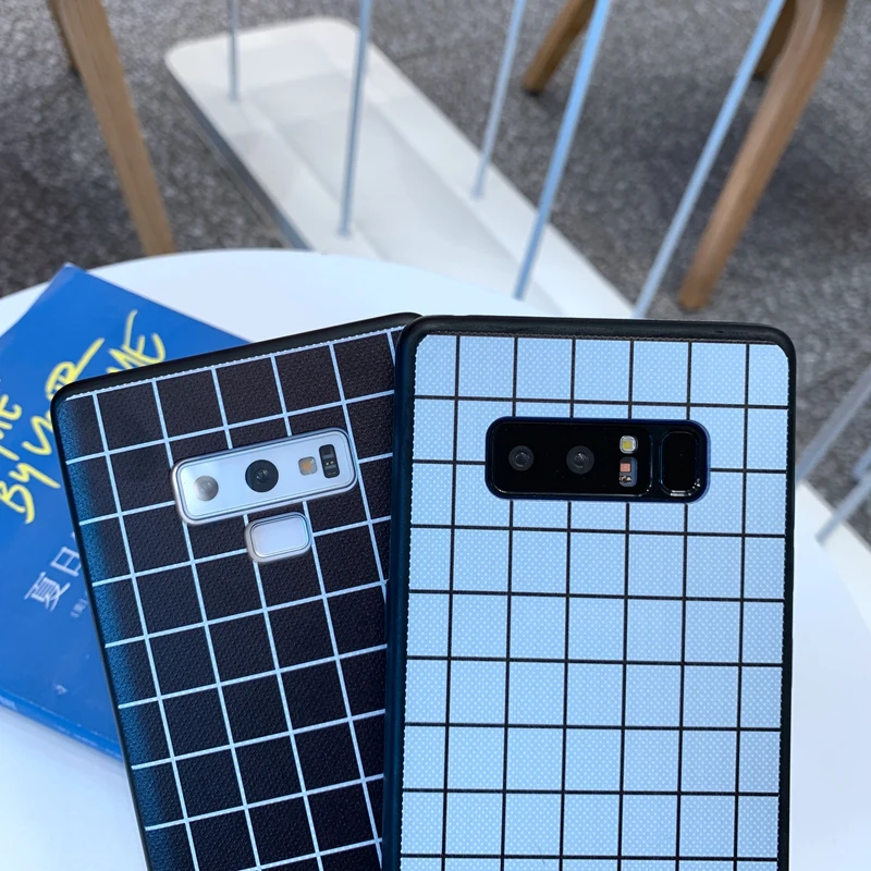 Для Samsung Galaxy S8 S9 S10 S10e J4 J6 Note 9 10 Plus M10 M20 M30 простой черный белый Клетчатая Сетка