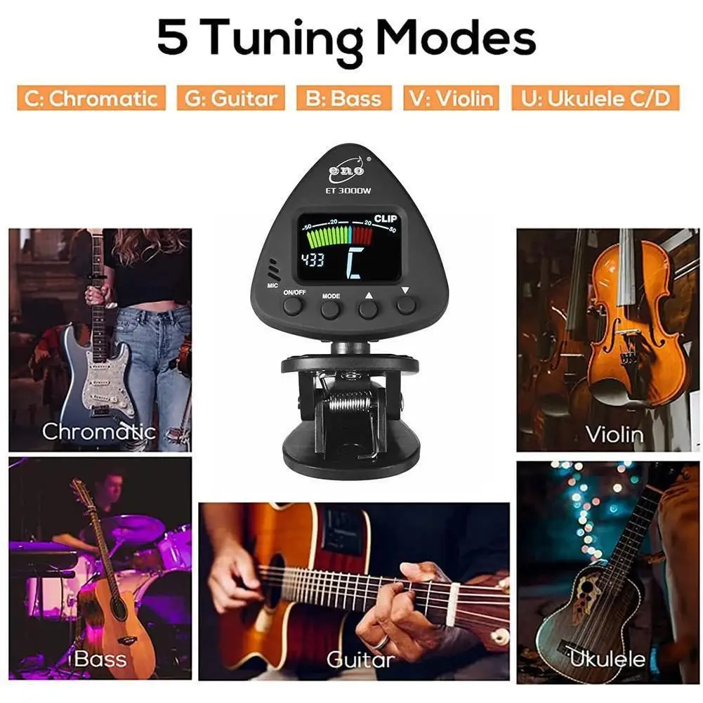 

Et－3000a（eno） Saxophone Clarinet Trumpet Tuner Universal Tuning Mic & Brass Instrument Clip-on Brass Tuner U5w7