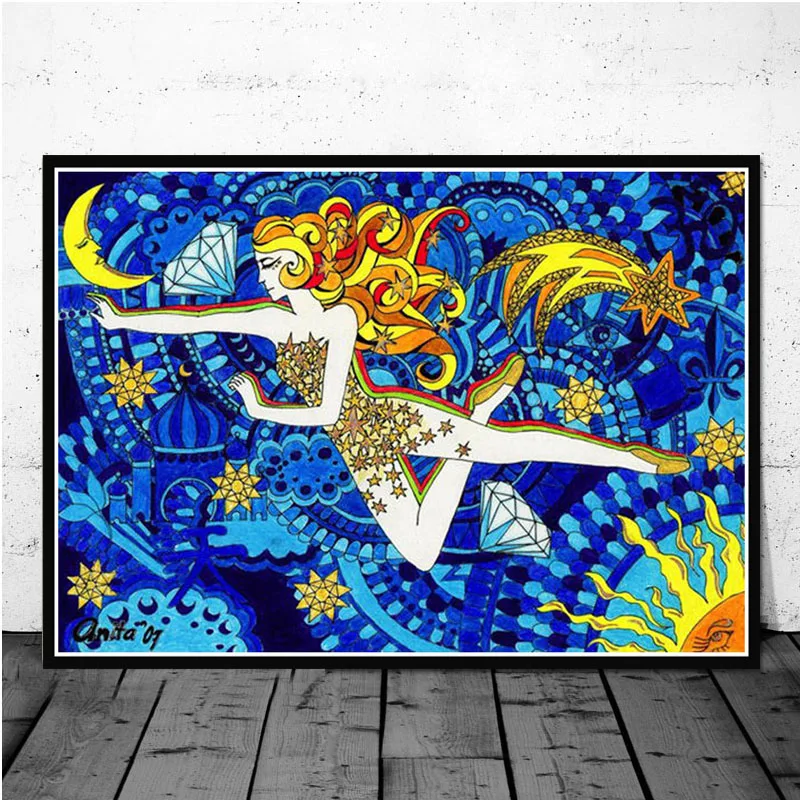 Акриловая абстрактная картина с кислотой Lsd психоделический черный свет плакат