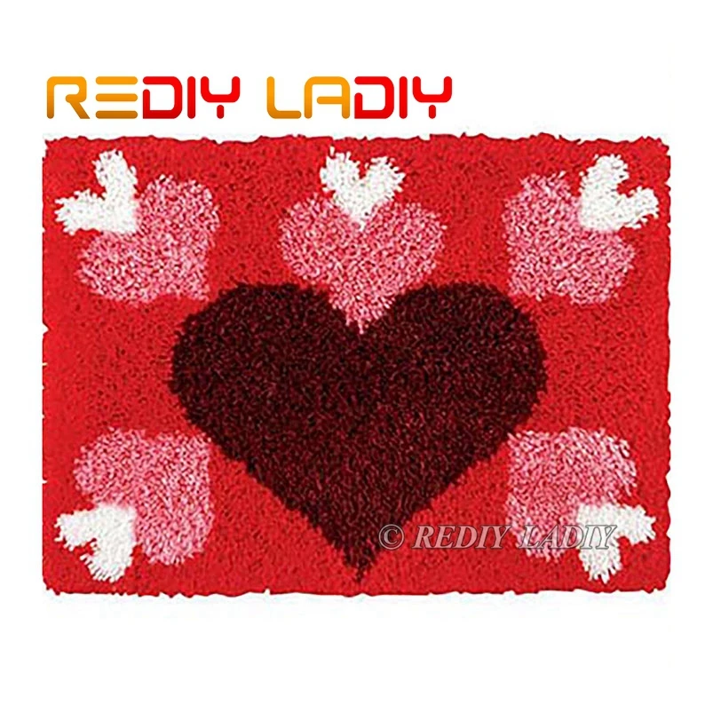 Набор крючков с защелкой Сделайте свой собственный ковер Красная любовь и сердце