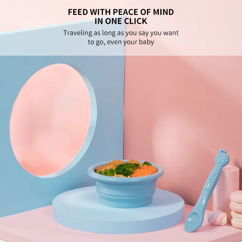 

Spoon Set Lightweight Folding Bowl Baby Food Bowl Food Container Kids Bowl Outdoor Baby Tableware For Boys Girls Outdoor Use