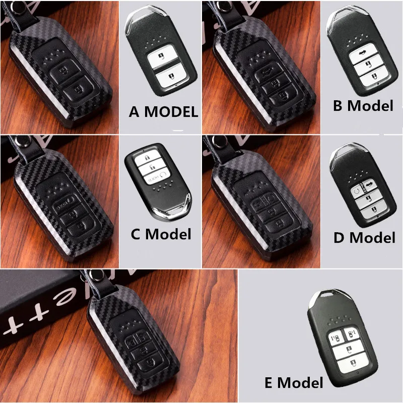 Складной кожаный чехол для автомобильного ключа с верхним слоем из углеродного