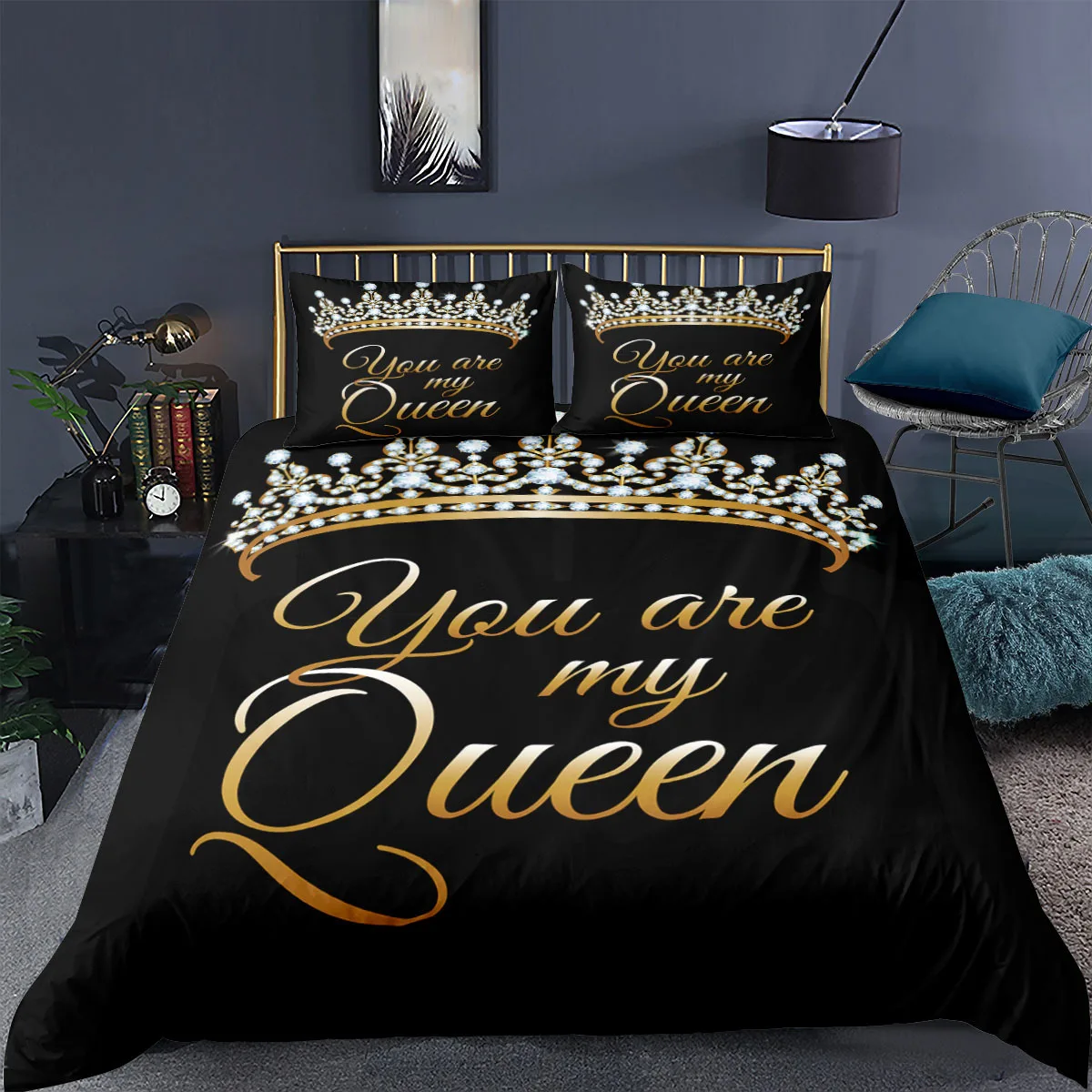 

Luxury French Lovers Bedding Sets 3 Piece Letter Duvet Cover with Zipper Ties Couple Bedspreads Romantic Valentines Presents