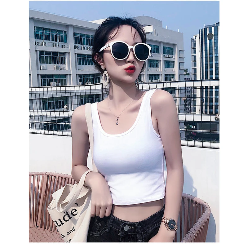 Женский короткий летний топ без рукавов с высокой талией логотипом на заказ -