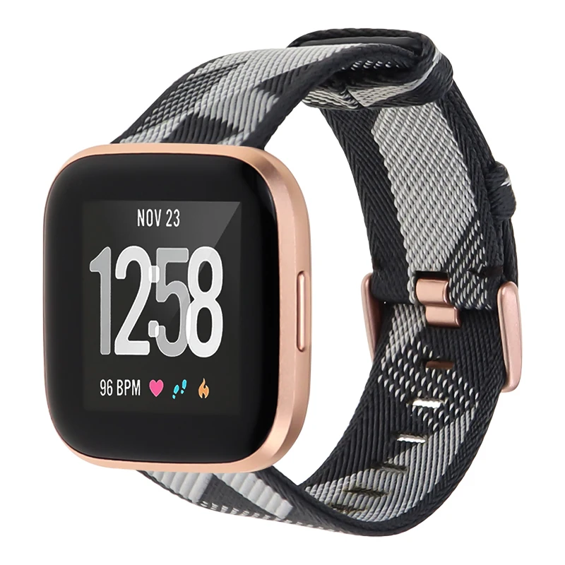 Холщовый полосатый ремешок для часов Fitbit Versa/Versa 2 дышащий в несколько стилей