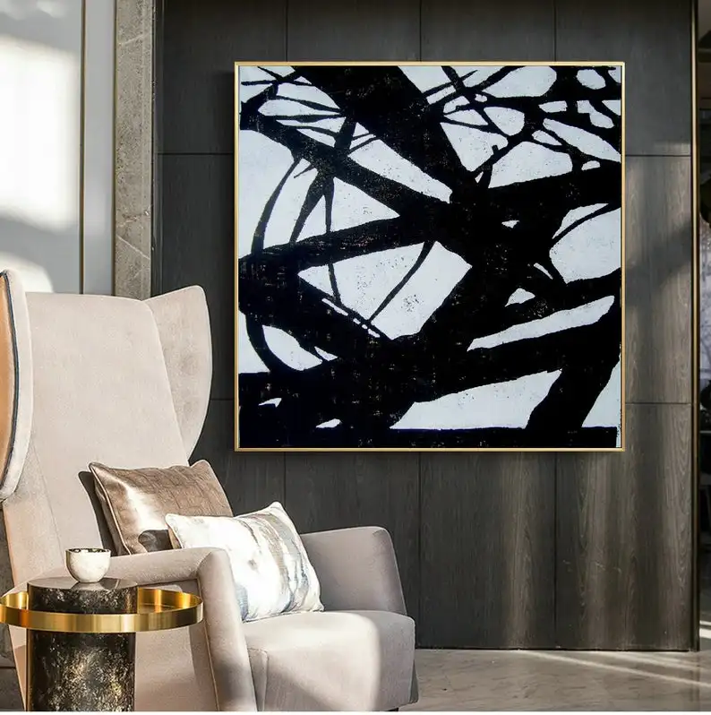 

Minimalist Art Black And White Abstract Art Wall Art On Canvas Original Art Living Room Modern Home Decor Painted
