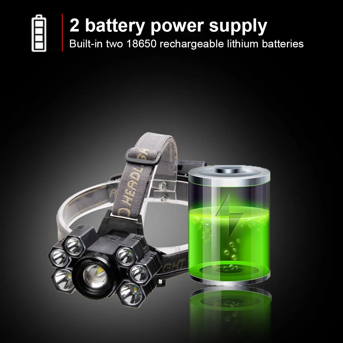 

Most Powerful 7LED Zoom Long Shot Strong Headlight USB Rechargeable Waterproof Fishing Headlight Use 18650 Battery Dropship
