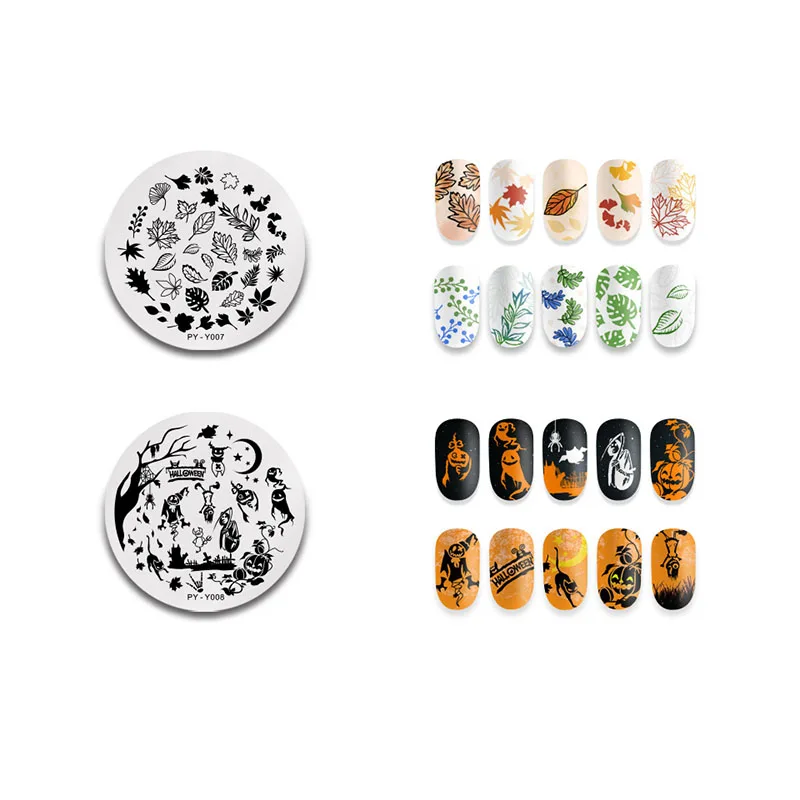12*6cm Rectangle Nail Stamping Template Halloween Style pumpkin Spider Web Flower Patterns DIY Nail Designs Manicure Stamp Plate