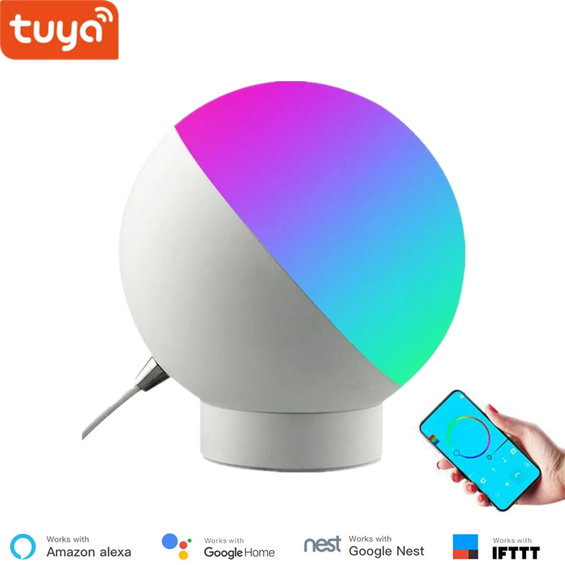 Smart Life APP WiFi Ночной светильник с дистанционным управлением, настольный светильник с регулируемой яркостью, голосовое управление через Alexa Google Home, таймер, цветной сменный