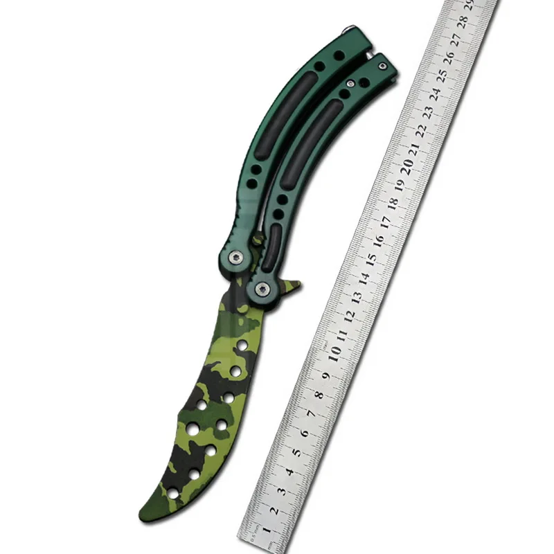 Красочный игровой нож Balisong тренировочный карманный CS GO Karambit тусклый без края с
