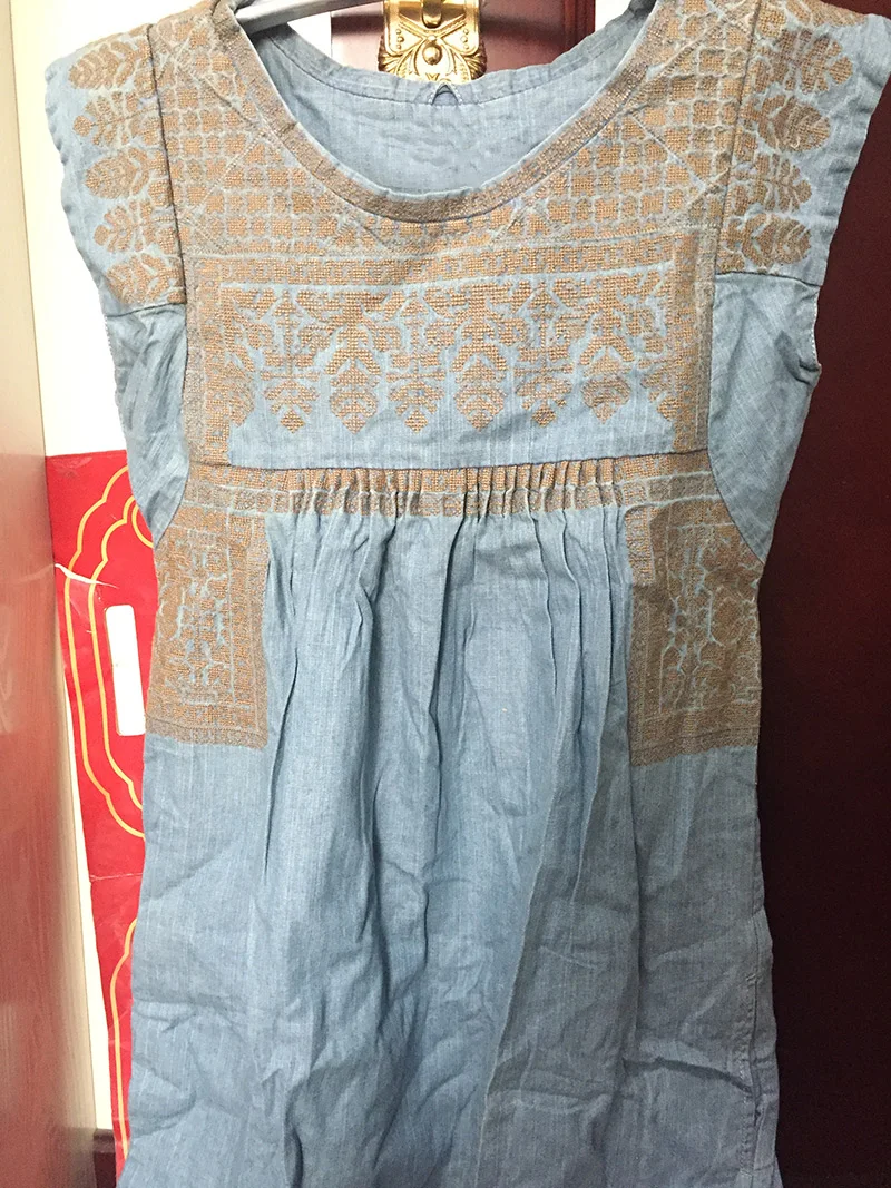 Женские 2020 новые синие джинсы с вышивкой в стиле пэчворк без рукавов короткое