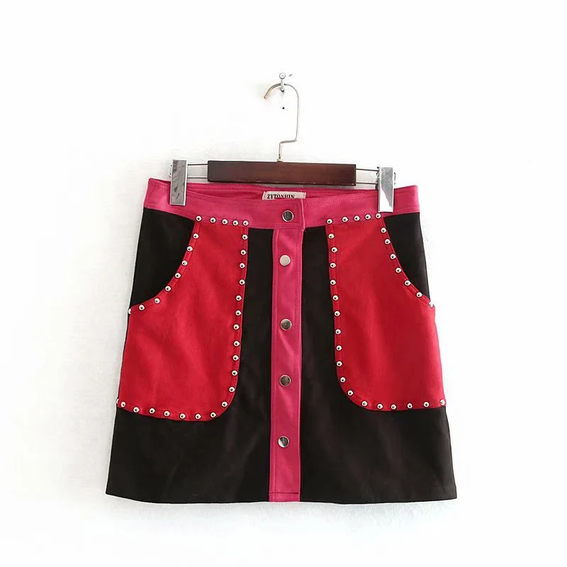 Женская мини-юбка из искусственной замши Sungtin модная трапециевидная юбка с