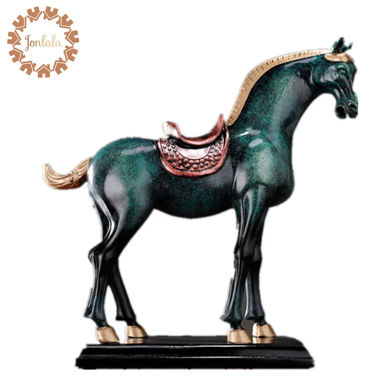 

Blue Black Painting Horse Figurine Ornament Home Office Stylish Living/ Study Room Table Art Decoration Resin Craft X'max Gift
