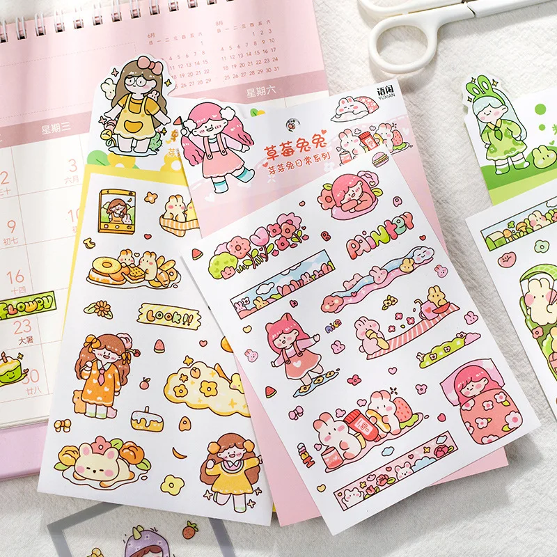 Mohamm 6 листов милый кролик декоративные наклейки книги Скрапбукинг Сделай Сам