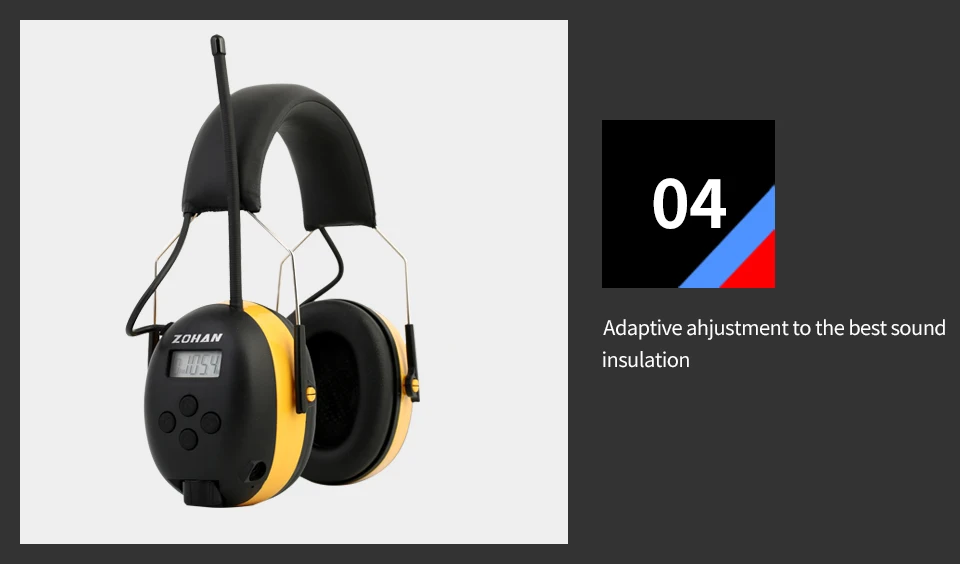 ZOHAN Цифровой AM/FM стерео радио наушники NRR 24dB защита ушей для кошения Профессиональный слуховой протектор радио наушники