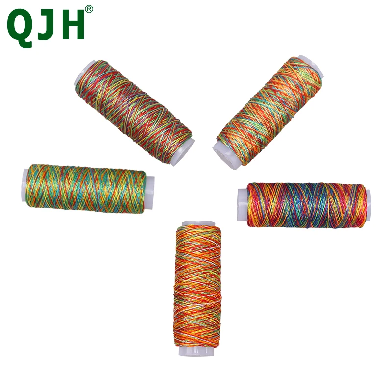 

QJH 5Pcs/pack High Strength Rainbow Multicolor Sewing Thread DIY Quilting Embroidery Household & Industry For Sewing Accessory