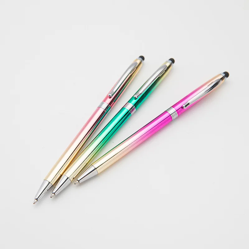 Модная Новая Металлическая Радужная шариковая ручка 0 7 мм синие чернила деловая