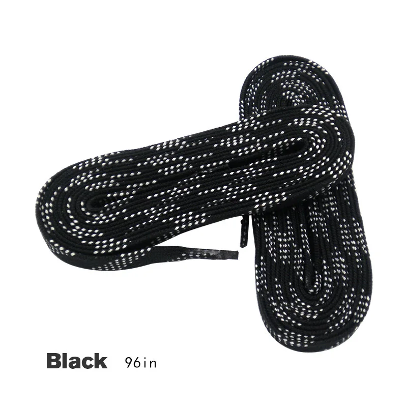 Black 96in Шнурки для коньков 96in 108in 120in двухслойная оплетка дополнительные усиленные кончики вощеный кончик дизайн костюм для хоккеист на коньках хоккейная обувь кружева - Цвет: Black 96in