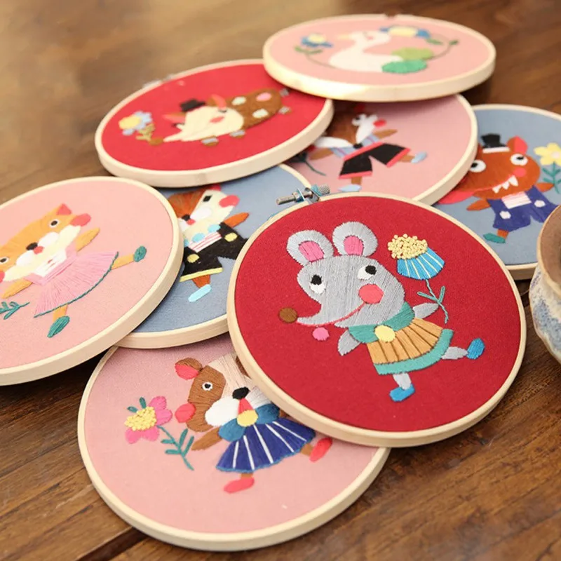 

Embroidery DIY Material Package Continental Stereo Embroidery Kit Handmade Creative Fabric Gift Cartoon Small Painting Decor L