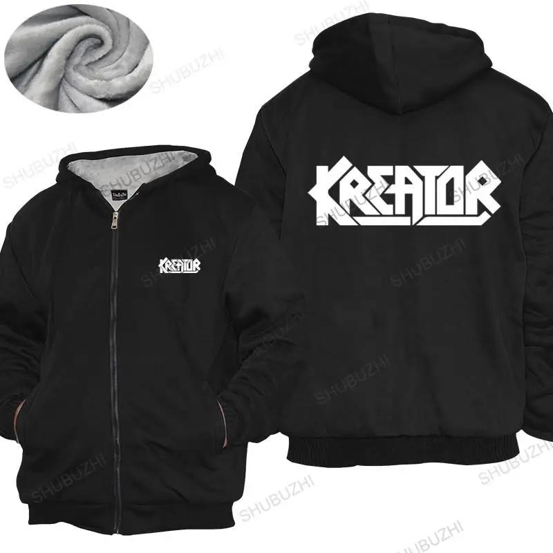 Зимнее мужское теплое пальто Kreator мужская толстовка с капюшоном и металлической