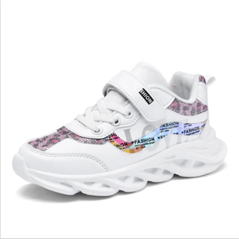 

2021 Spring Autumn Fashion Sneakers Light Comfortable Girls Pink Sport Shoes School Leather Waterproof Running Shoes Zapatilla