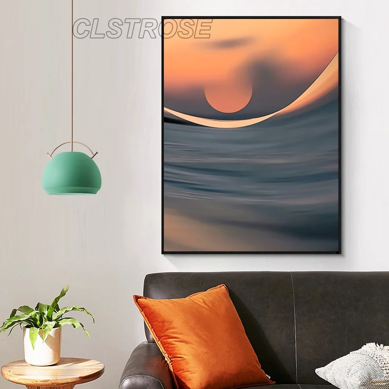 

Abstract Canvas Painting Orange Sun Poster Wall Art Home Decoration Hd Print Pictures for Bedroom and Living Room