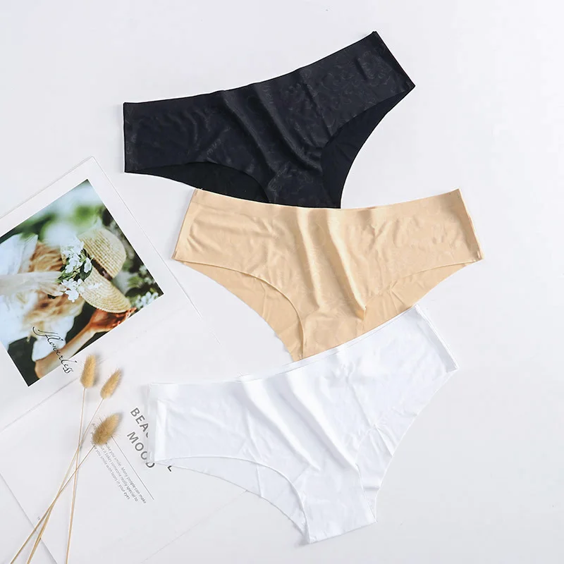 Женские шелковые бесшовные трусики цельные однотонные сексуальные для женщин