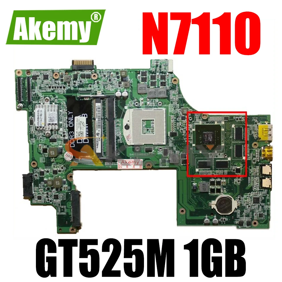 Материнская плата для ноутбука DELL N7110 GT525M 1 ГБ PC материнская CN-037F3F 037F3F DAV03AMB8E0 tesed DDR3