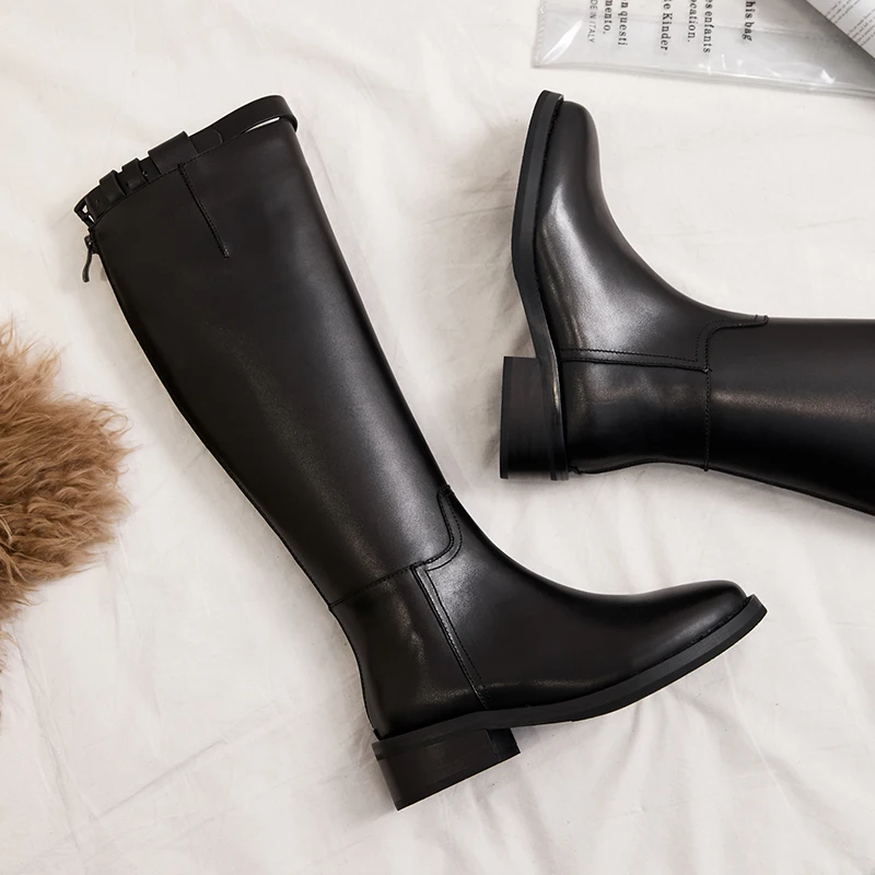 

Vangull Women Genuine Leather Boots fashion Handmade Classic pointed toe European and American fashion women's knee-high boots