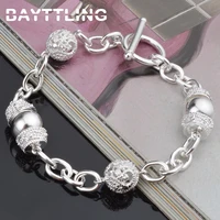 bayttling 8 inch silver color bohemian hollow ball pendant bracelet for woman elegant party jewelry bracelet gift