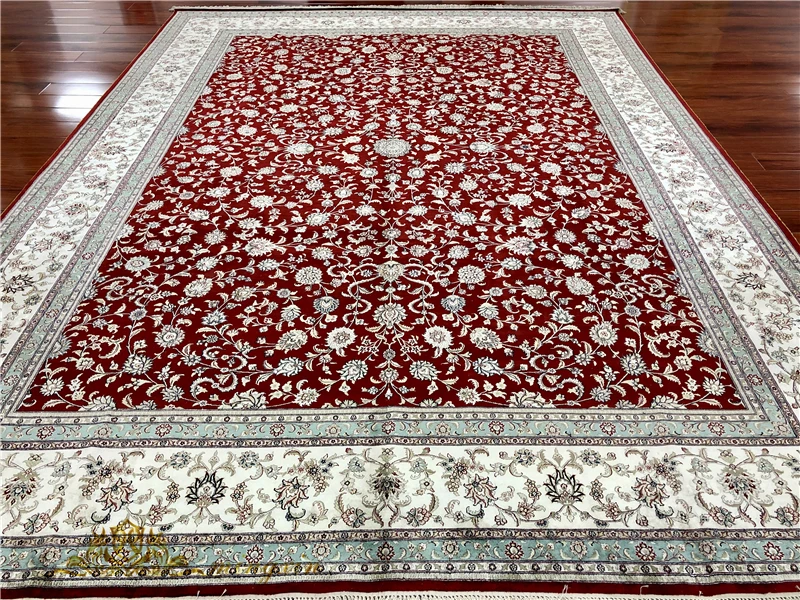 Beste 9'x12'red Turkse Handgeknoopte Karpetten Decoratieve Handgemaakte Zijden Tapijt Voor Salon