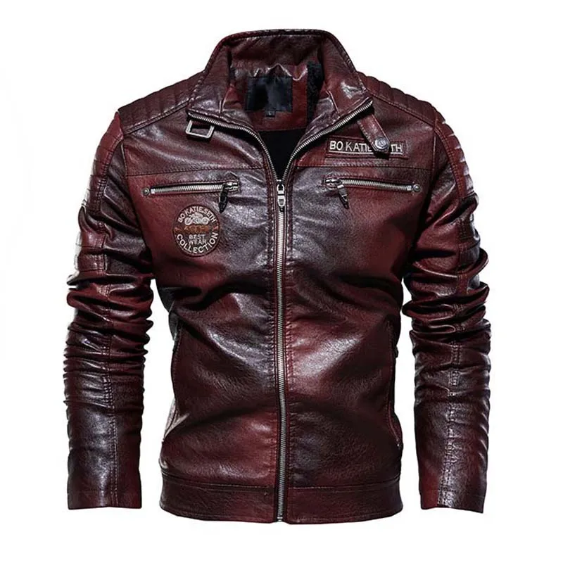 

Mcikkny Men's Biker Leather Jackets Fleece Lined Motorcycle Pu Faux Leather Jackets Outwear For Male Size L-3XL Windbreak