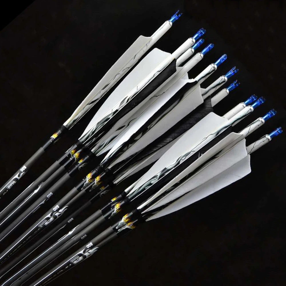 Стрелы карбоновые с перьями индейки диаметр 7 5 мм|archery hunting arrows|carbon arrowhunting arrow |