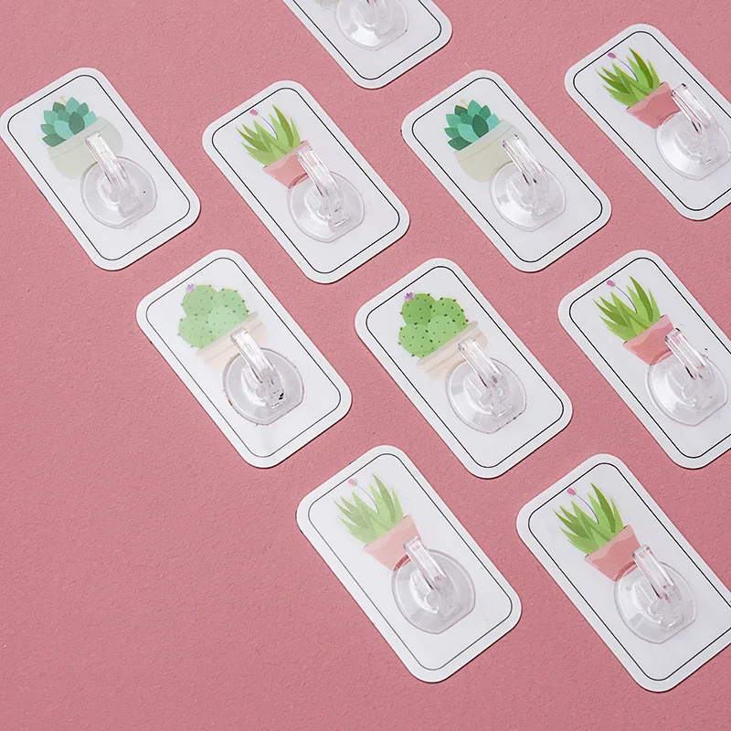 

Plant Printed Seemless Stickers Hook Household Adhesive Wall Wall Hanging Ultra-Strong Adhesive Hook Hot Sales