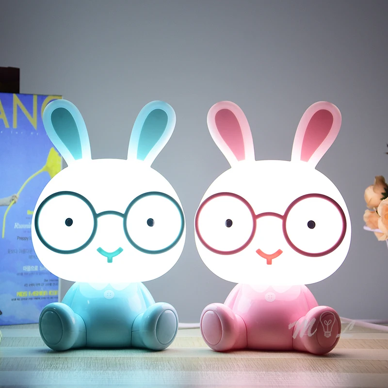 Cute Cartoon Animal Led Night Light for Baby Children's Room Night Lamp Christmas Gift Beside Deco Rabbit Lamp USB Night Lights