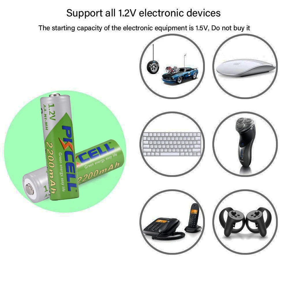 

50Pcs PKCELL AA NIMH Rechargeable Battery aa 2200mAh 1.2v LSD Batteries For Digital Camera Portable Video Game