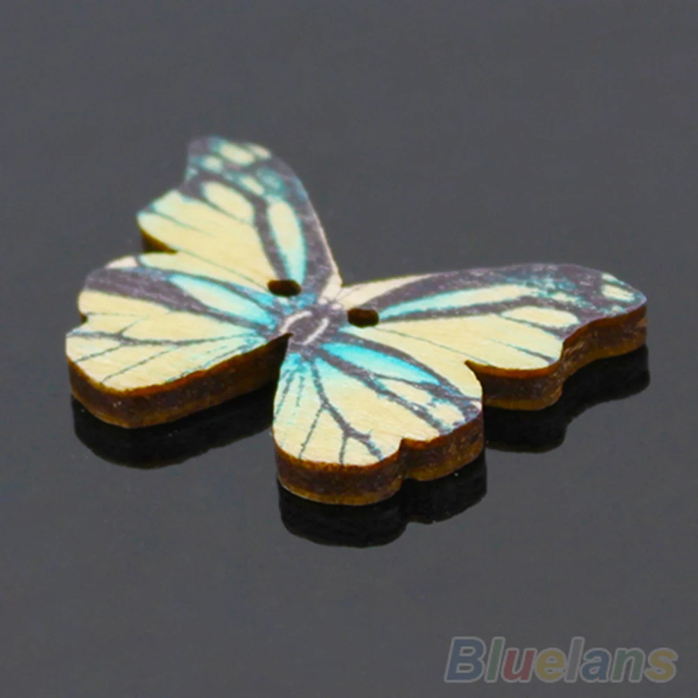 50 шт. деревянные пуговицы для шитья в форме бабочки с 2 отверстиями Детская Кнопка