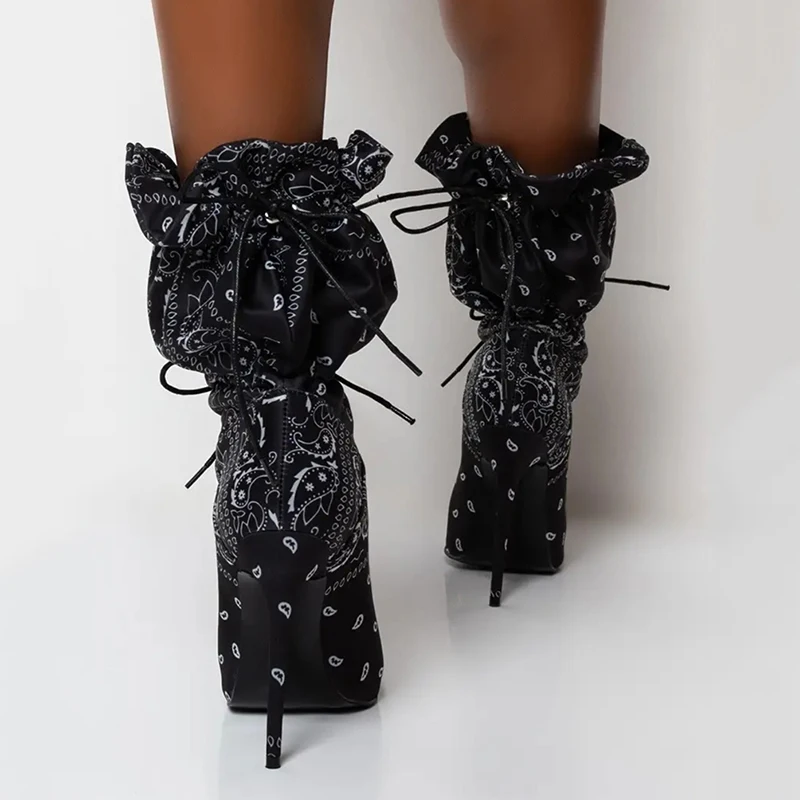 Женские ботинки на шнуровке с принтом 11 см | Обувь