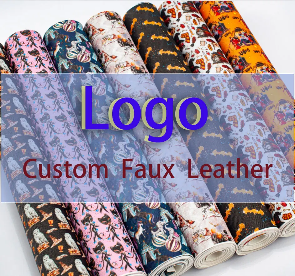 Custom Luxury Brand Faux Leather Printing 30Cm X 136Cm for DIY Handicraft Hair Accessories Material Fabric
